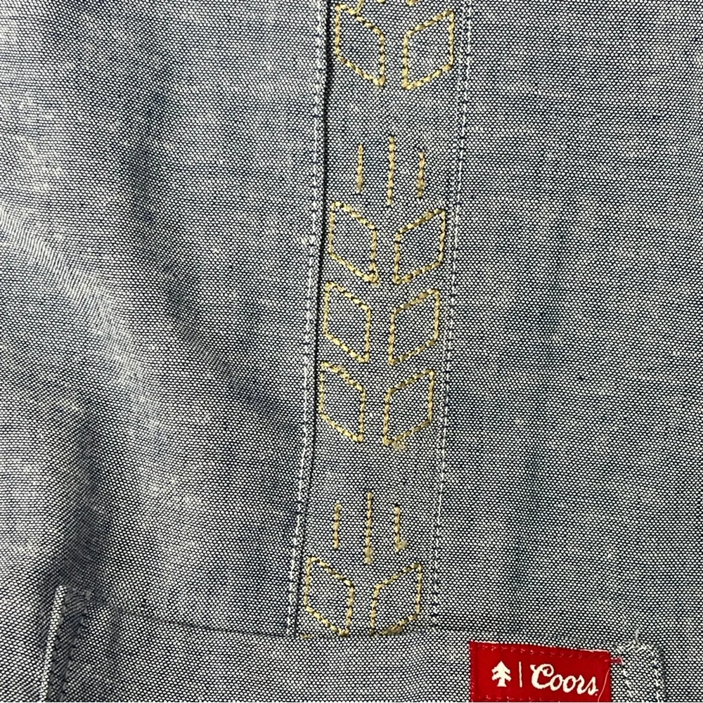 HUCKBERRY X COORS Guayabera Shirt Short Sleeve Blue Western Size Large Brewery - Picture 9 of 9